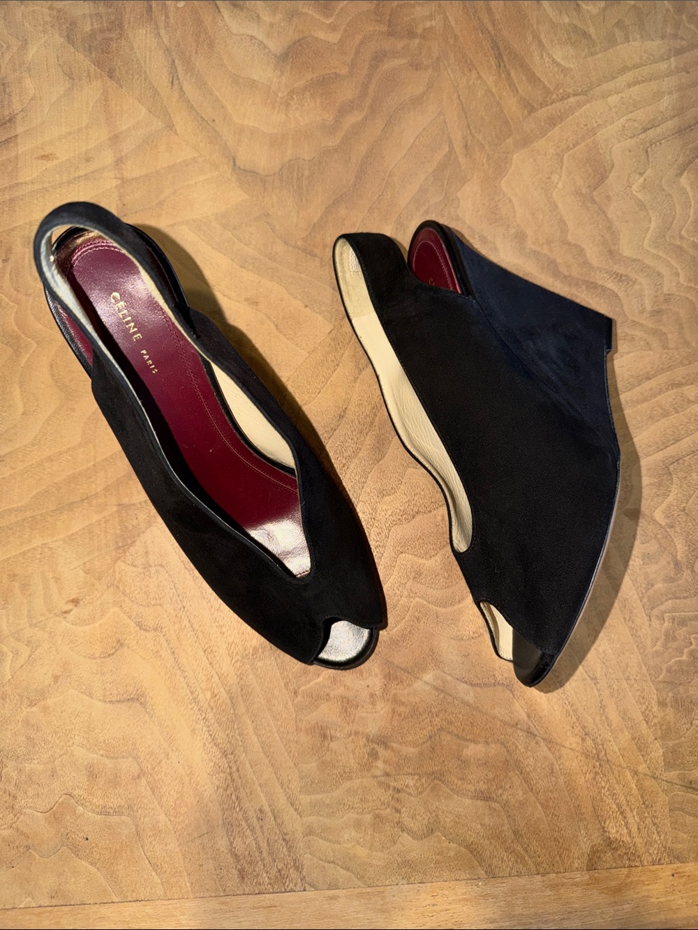 Celine Black Suede Wedges Size 39